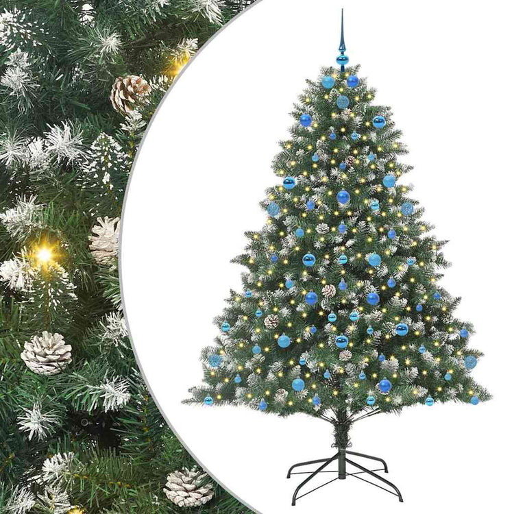 VidaXL künstlicher Weihnachtsbaum mit 300 LEDs grün, 210 cm PVC und Kunststoff und Stahl