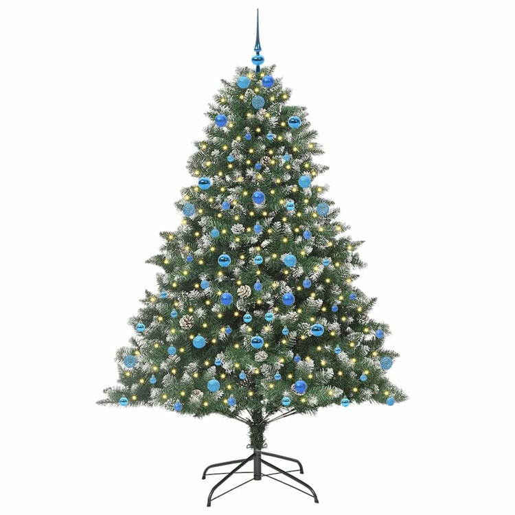 VidaXL künstlicher Weihnachtsbaum mit 300 LEDs grün, 210 cm PVC und Kunststoff und Stahl