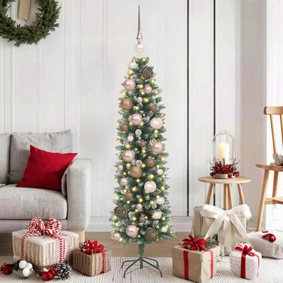 Vidaxx künstlicher schlanker Weihnachtsbaum mit 150 LED grün und weiß 120 cm