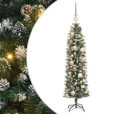 Vidaxx künstlicher schlanker Weihnachtsbaum mit 150 LED grün und weiß 120 cm