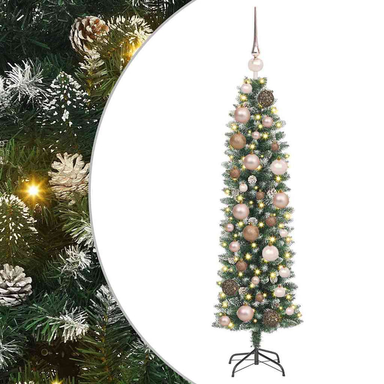 Vidaxx künstlicher schlanker Weihnachtsbaum mit 150 LED grün und weiß 120 cm