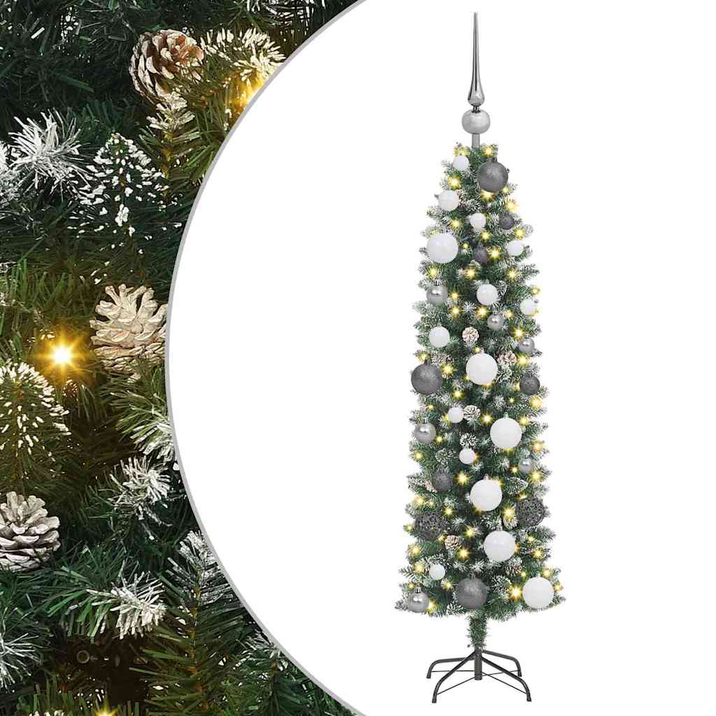 Vidaxx künstlicher schlanker Weihnachtsbaum mit 150 LED grün und weiß 120 cm