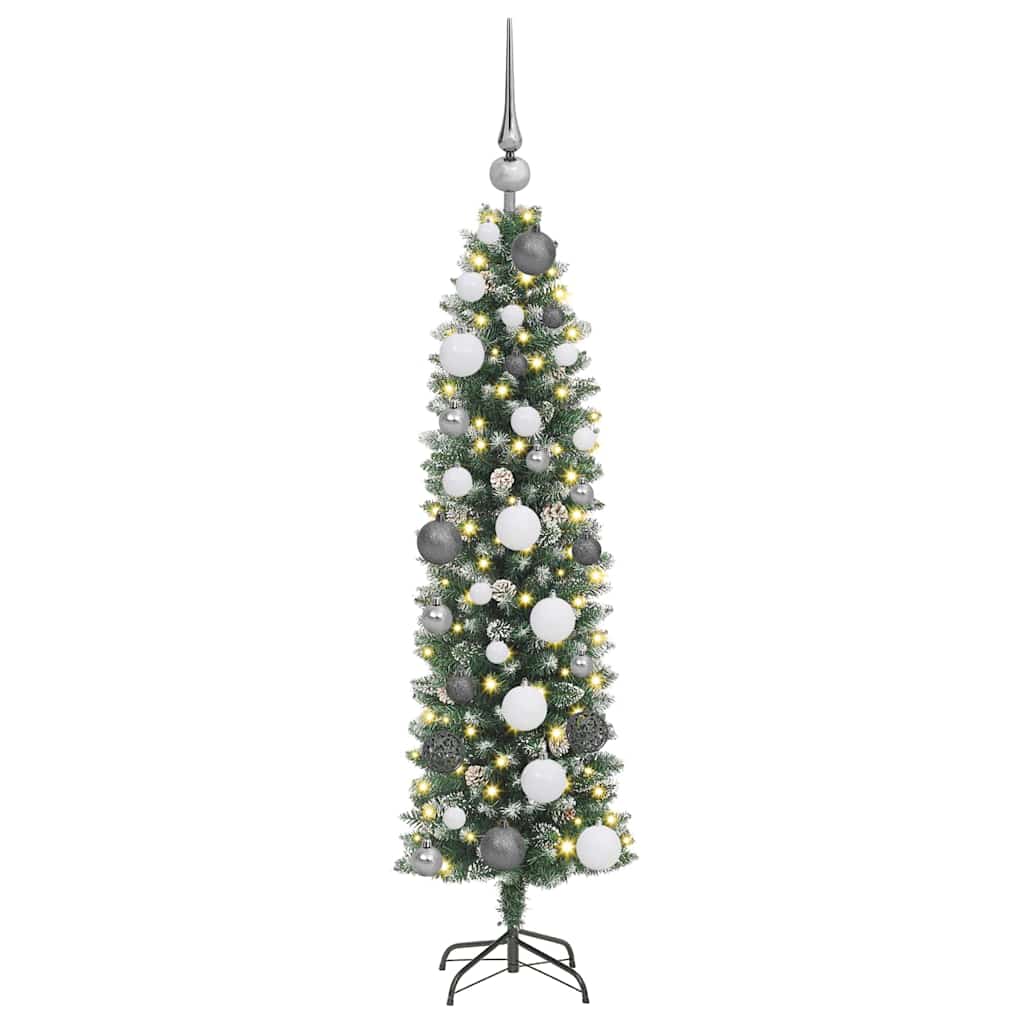 Vidaxx künstlicher schlanker Weihnachtsbaum mit 150 LED grün und weiß 120 cm