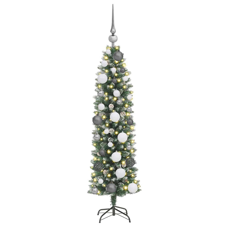 Vidaxx künstlicher schlanker Weihnachtsbaum mit 150 LED grün und weiß 120 cm
