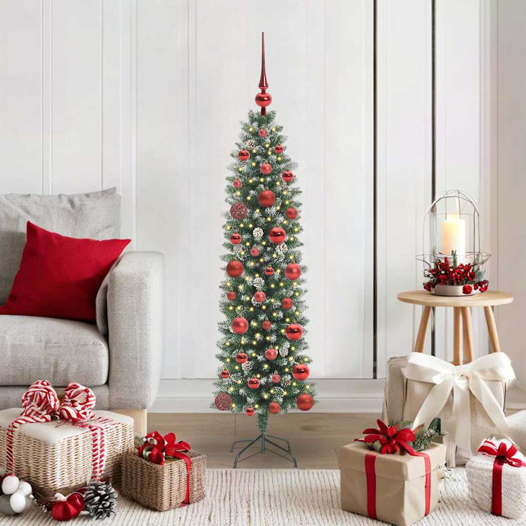 Vidaxx künstlicher schlanker Weihnachtsbaum mit 150 LED grün und weiß 120 cm