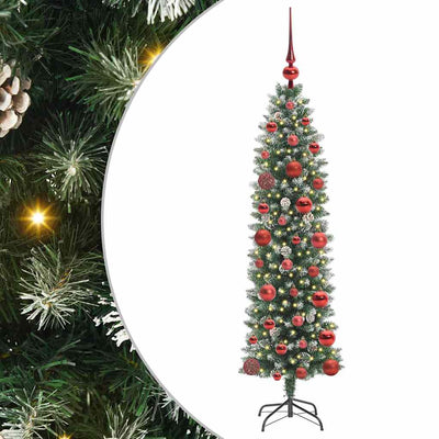 Vidaxx künstlicher schlanker Weihnachtsbaum mit 150 LED grün und weiß 120 cm