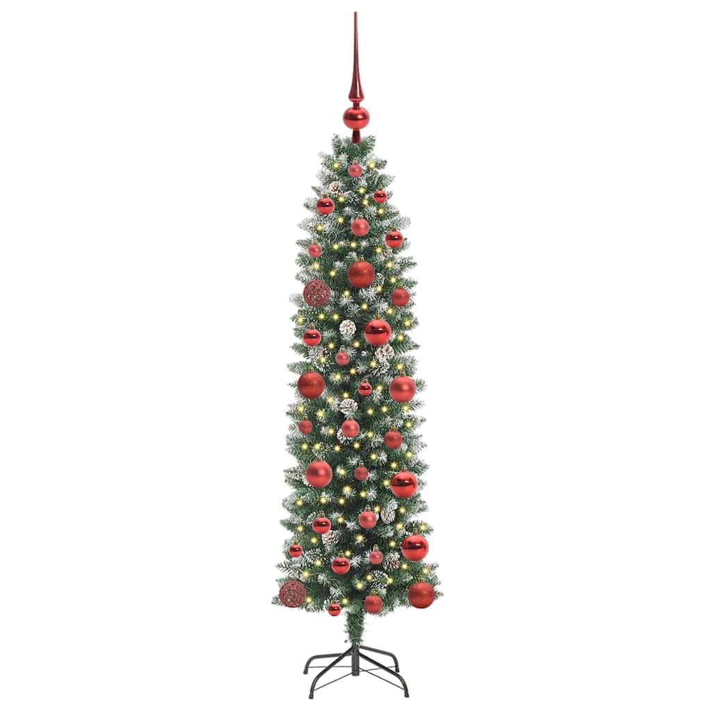Vidaxx künstlicher schlanker Weihnachtsbaum mit 150 LED grün und weiß 120 cm