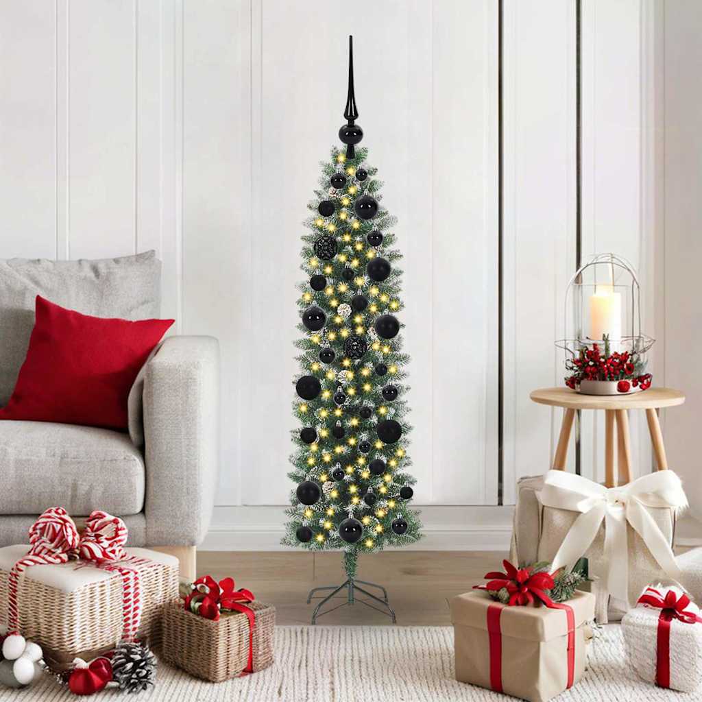 Vidaxx künstlicher schlanker Weihnachtsbaum mit 150 LED grün und weiß 120 cm
