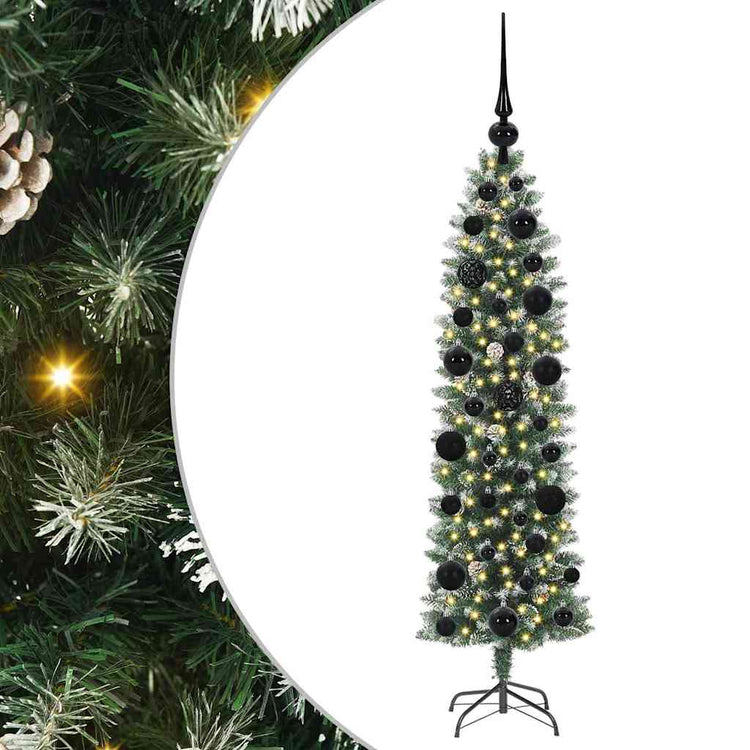 Vidaxx künstlicher schlanker Weihnachtsbaum mit 150 LED grün und weiß 120 cm
