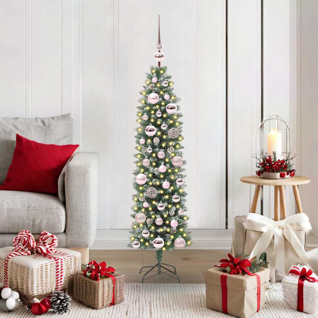 Vidaxx künstlicher schlanker Weihnachtsbaum mit 150 LED grün und weiß 120 cm