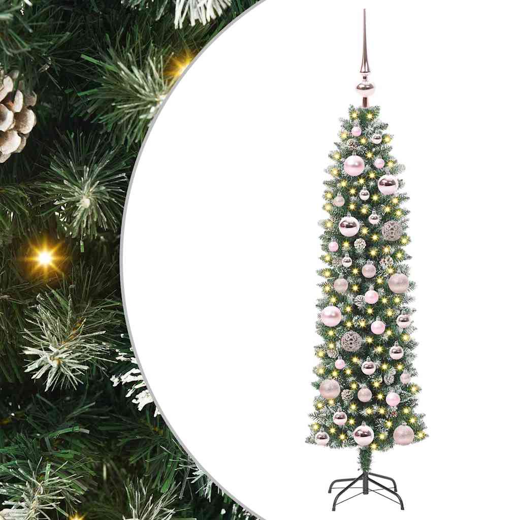Vidaxx künstlicher schlanker Weihnachtsbaum mit 150 LED grün und weiß 120 cm