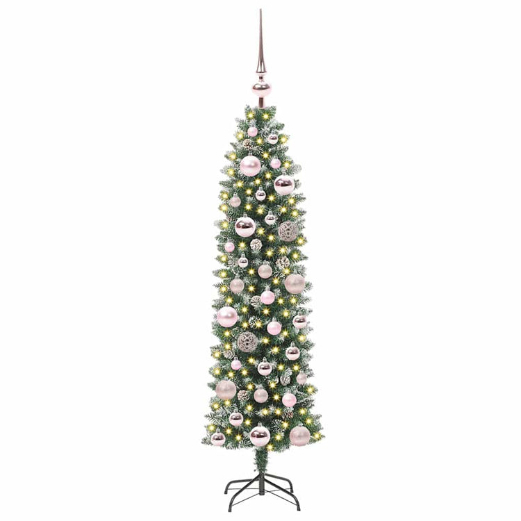 Vidaxx künstlicher schlanker Weihnachtsbaum mit 150 LED grün und weiß 120 cm