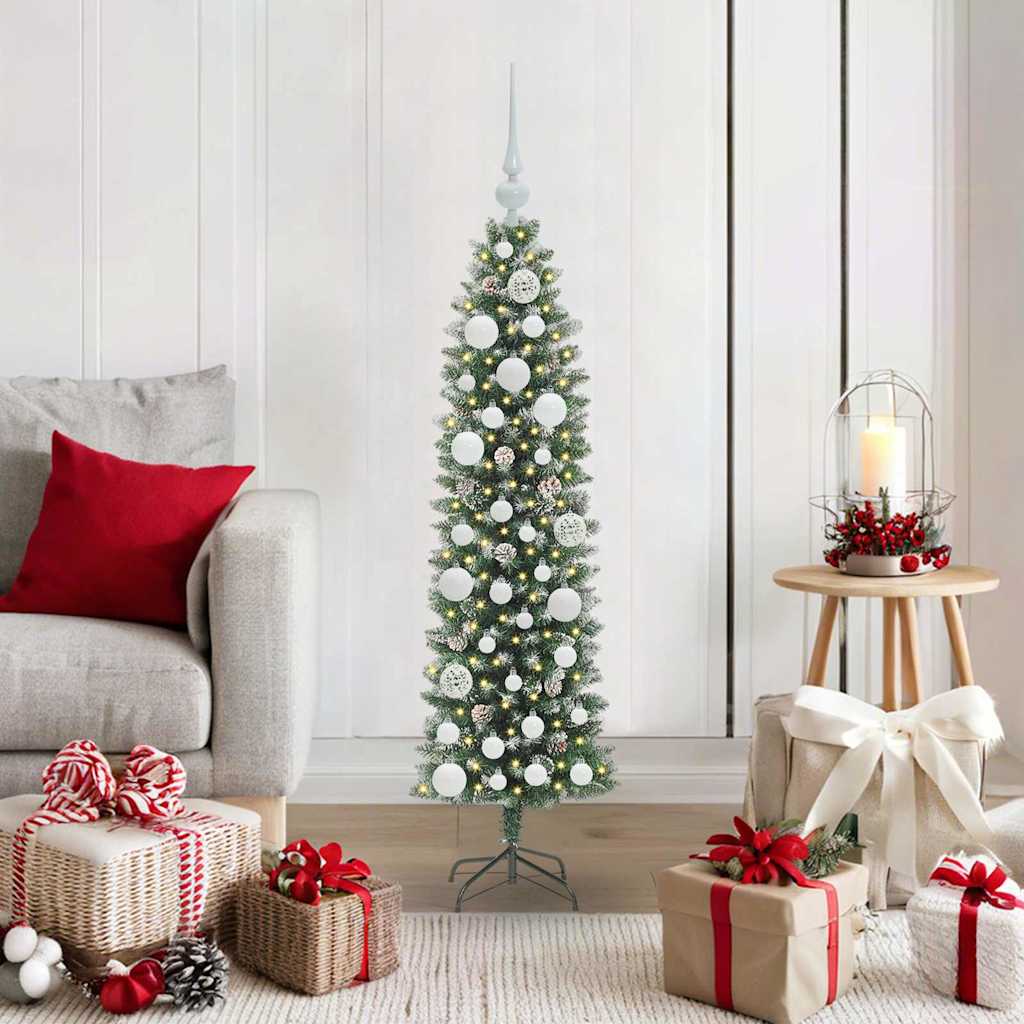 Vidaxx künstlicher schlanker Weihnachtsbaum mit 150 LED grün und weiß 120 cm