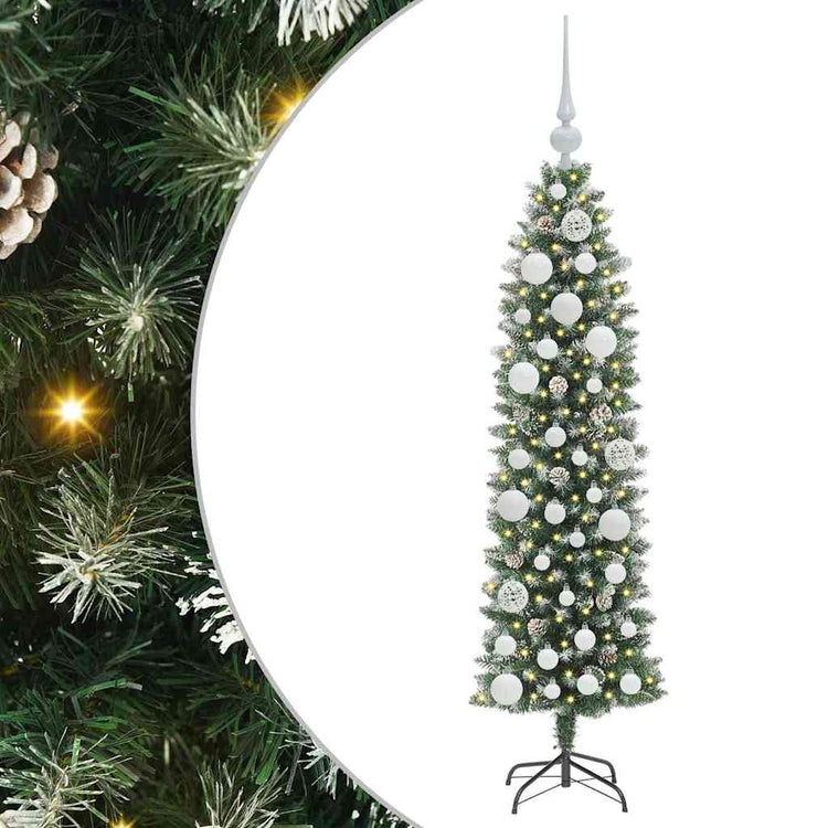Vidaxx künstlicher schlanker Weihnachtsbaum mit 150 LED grün und weiß 120 cm