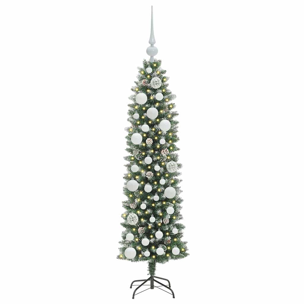 Vidaxx künstlicher schlanker Weihnachtsbaum mit 150 LED grün und weiß 120 cm