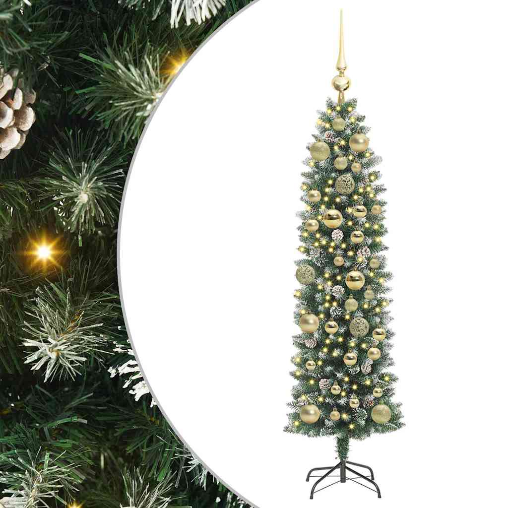Vidaxx künstlicher schlanker Weihnachtsbaum mit 150 LED grün und weiß 120 cm