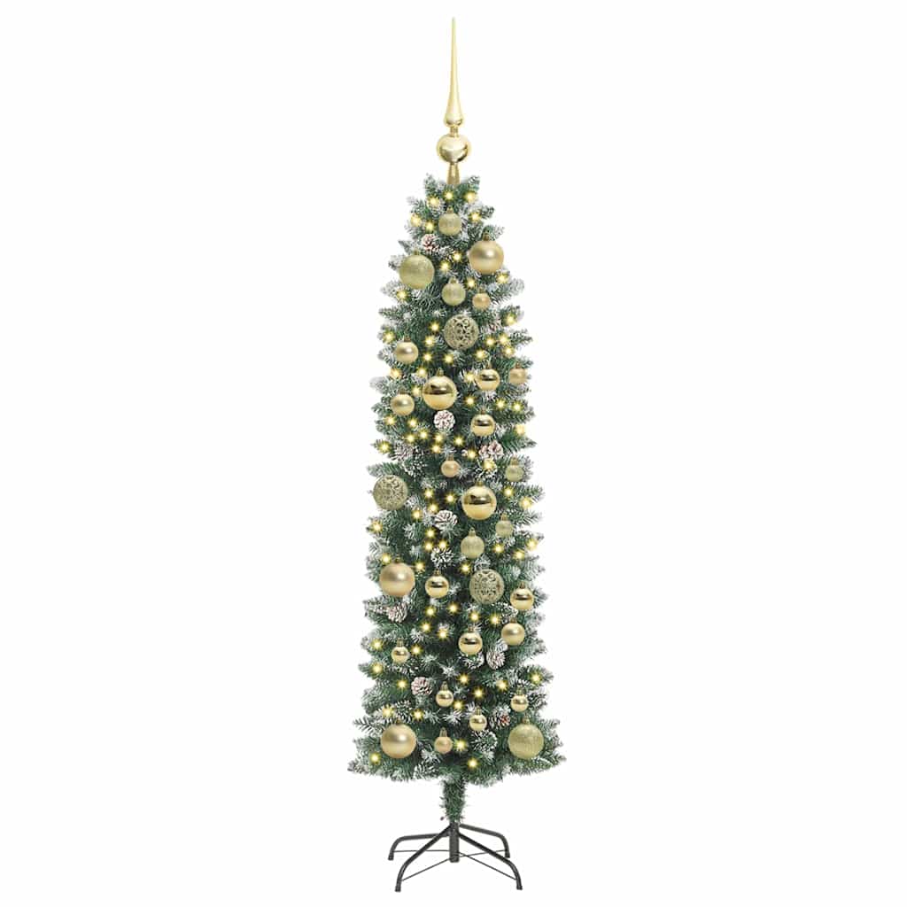 Vidaxx künstlicher schlanker Weihnachtsbaum mit 150 LED grün und weiß 120 cm