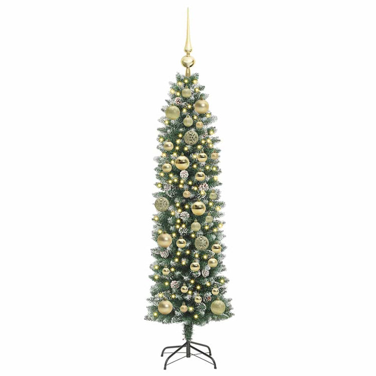 Vidaxx künstlicher schlanker Weihnachtsbaum mit 150 LED grün und weiß 120 cm