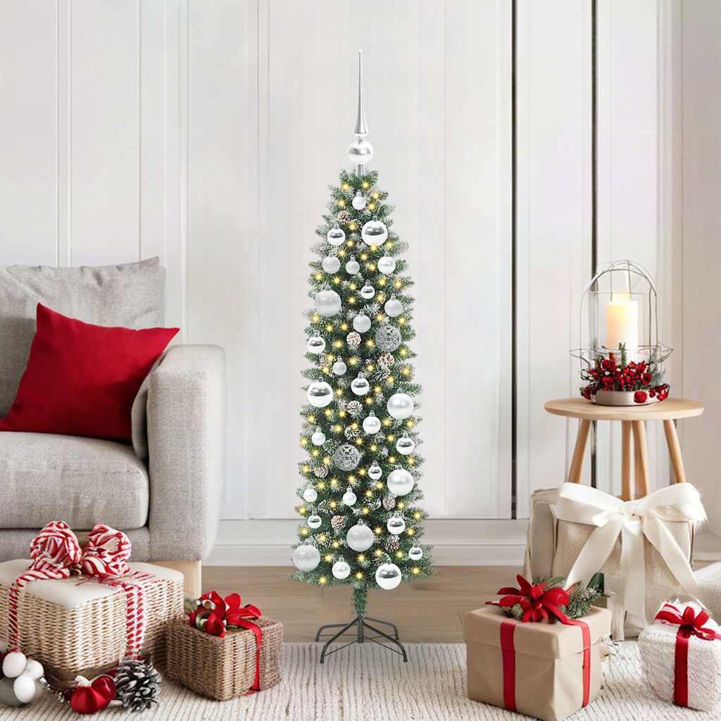 Vidaxx künstlicher schlanker Weihnachtsbaum mit 150 LED grün und weiß 120 cm