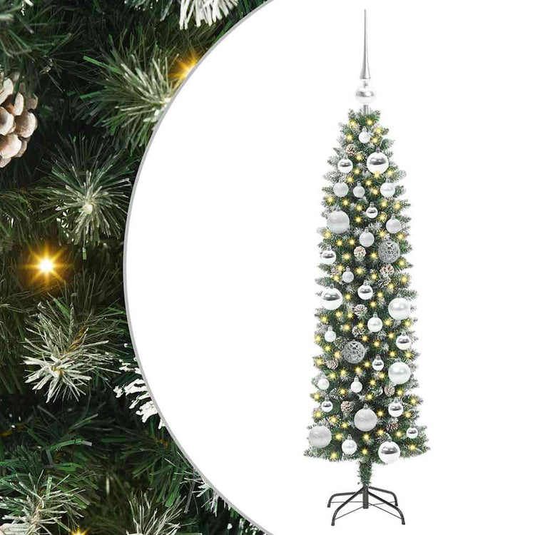 Vidaxx künstlicher schlanker Weihnachtsbaum mit 150 LED grün und weiß 120 cm