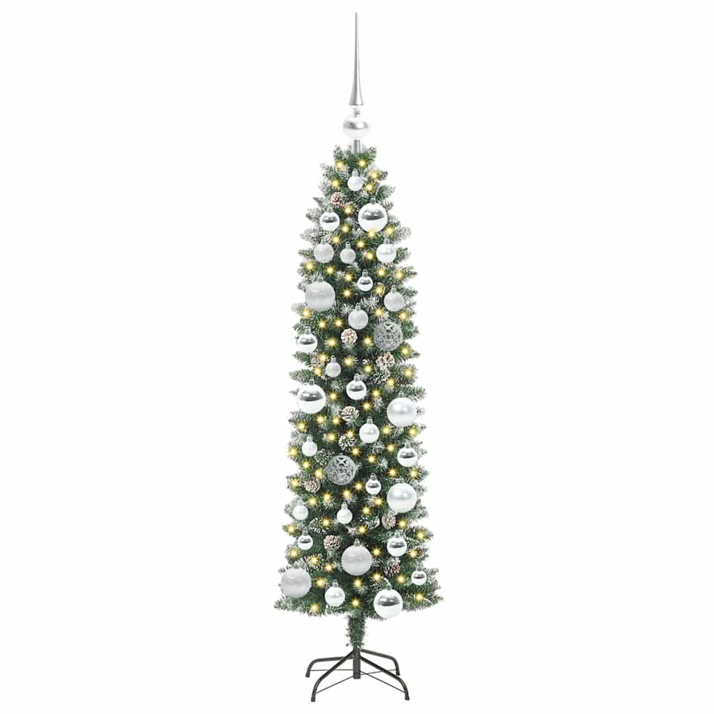 Vidaxx künstlicher schlanker Weihnachtsbaum mit 150 LED grün und weiß 120 cm