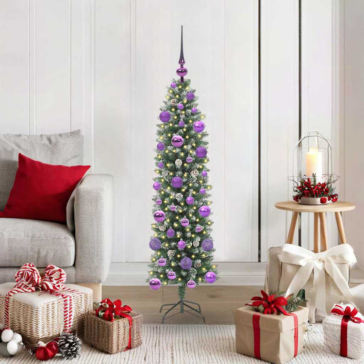 Vidaxx künstlicher schlanker Weihnachtsbaum mit 150 LED grün und weiß 120 cm