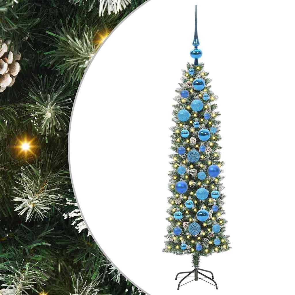 Vidaxx künstlicher schlanker Weihnachtsbaum mit 150 LED grün und weiß 120 cm