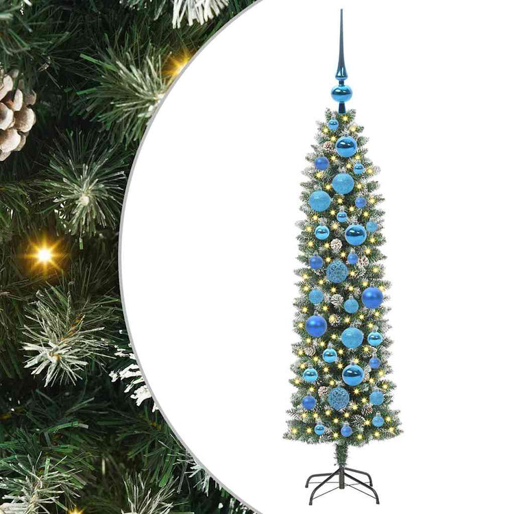 Vidaxx künstlicher schlanker Weihnachtsbaum mit 150 LED grün und weiß 120 cm