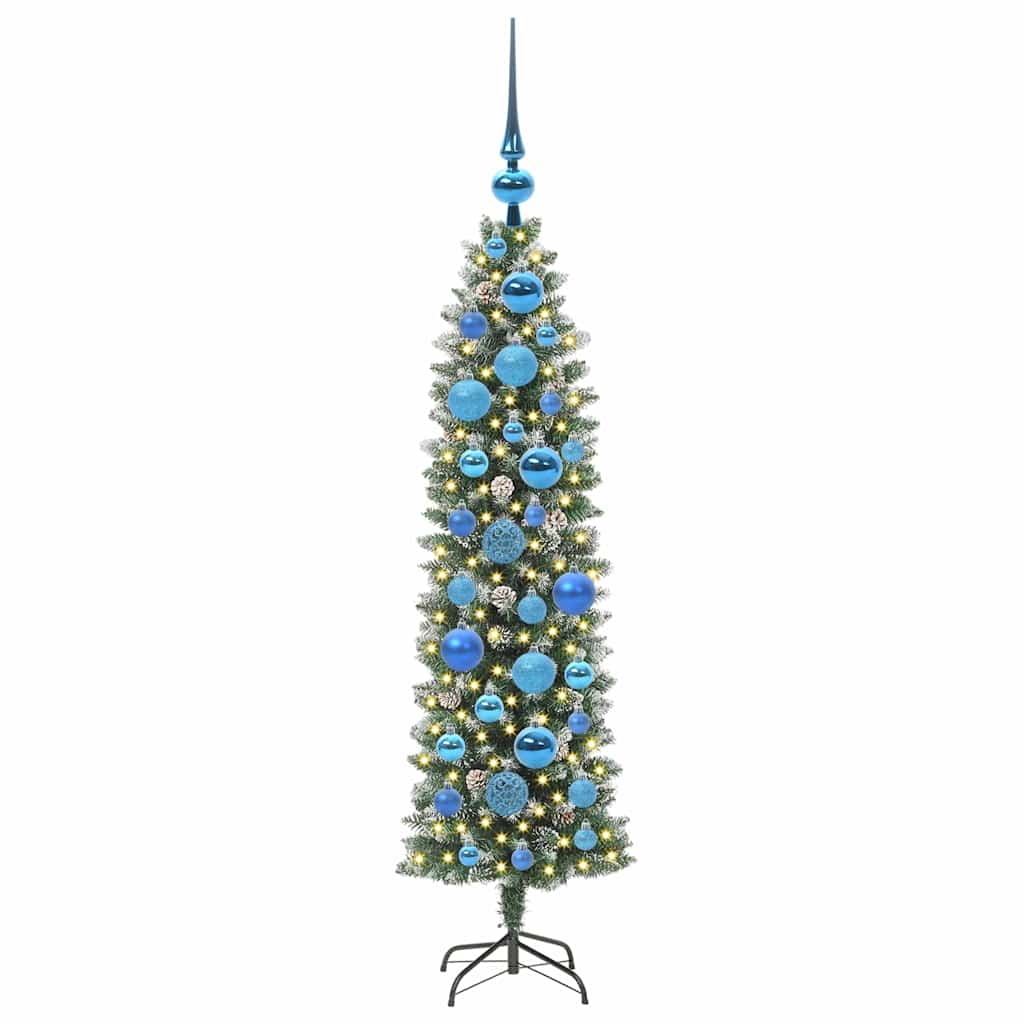Vidaxx künstlicher schlanker Weihnachtsbaum mit 150 LED grün und weiß 120 cm