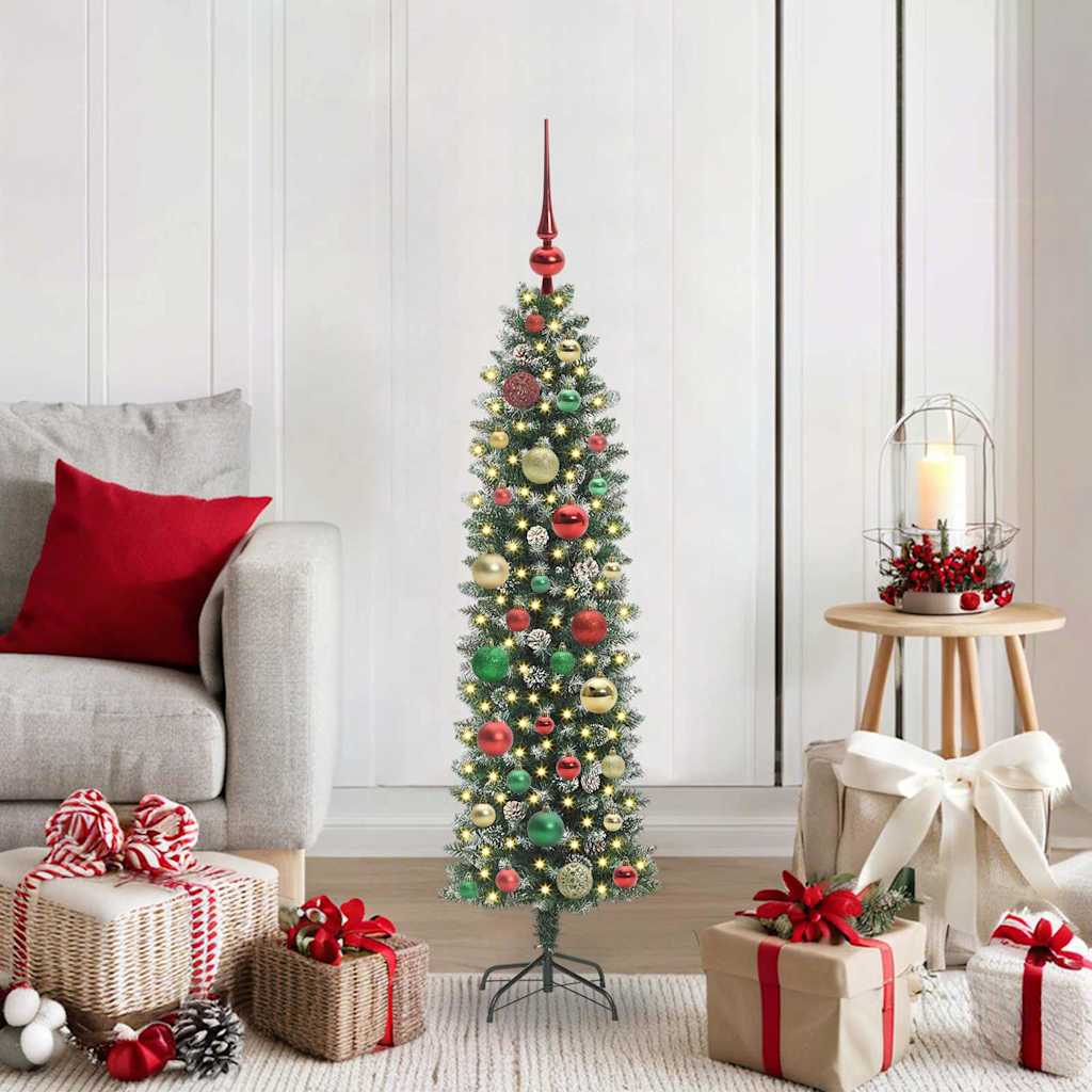Vidaxx künstlicher schlanker Weihnachtsbaum mit 150 LED grün und weiß 120 cm