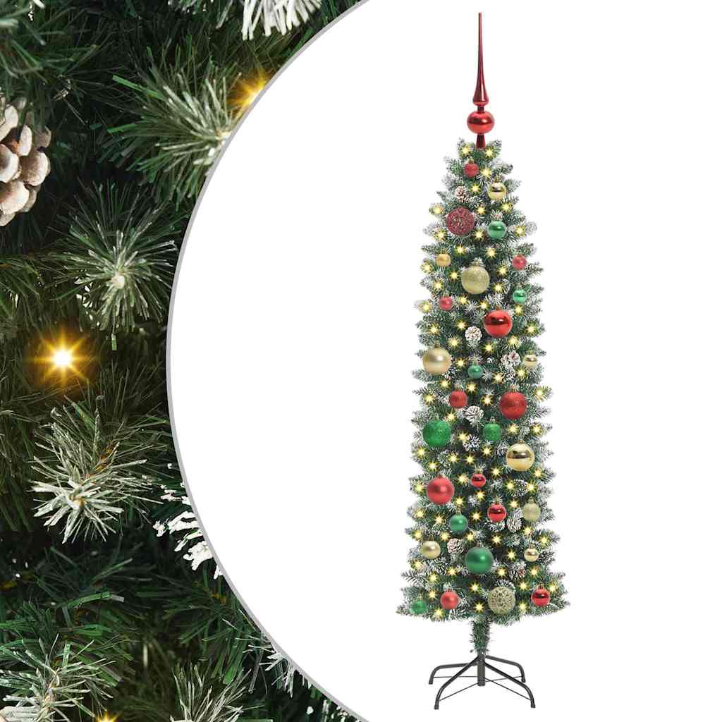 Vidaxx künstlicher schlanker Weihnachtsbaum mit 150 LED grün und weiß 120 cm
