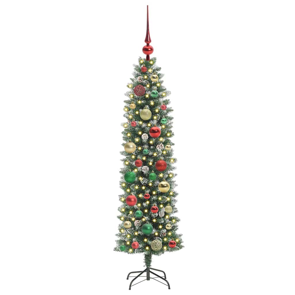 Vidaxx künstlicher schlanker Weihnachtsbaum mit 150 LED grün und weiß 120 cm