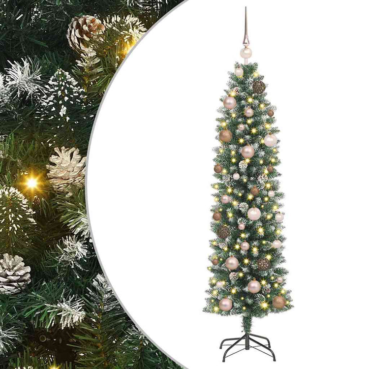 Vidaxx künstlicher schlanker Weihnachtsbaum mit 150 LED grün und weiß 150 cm