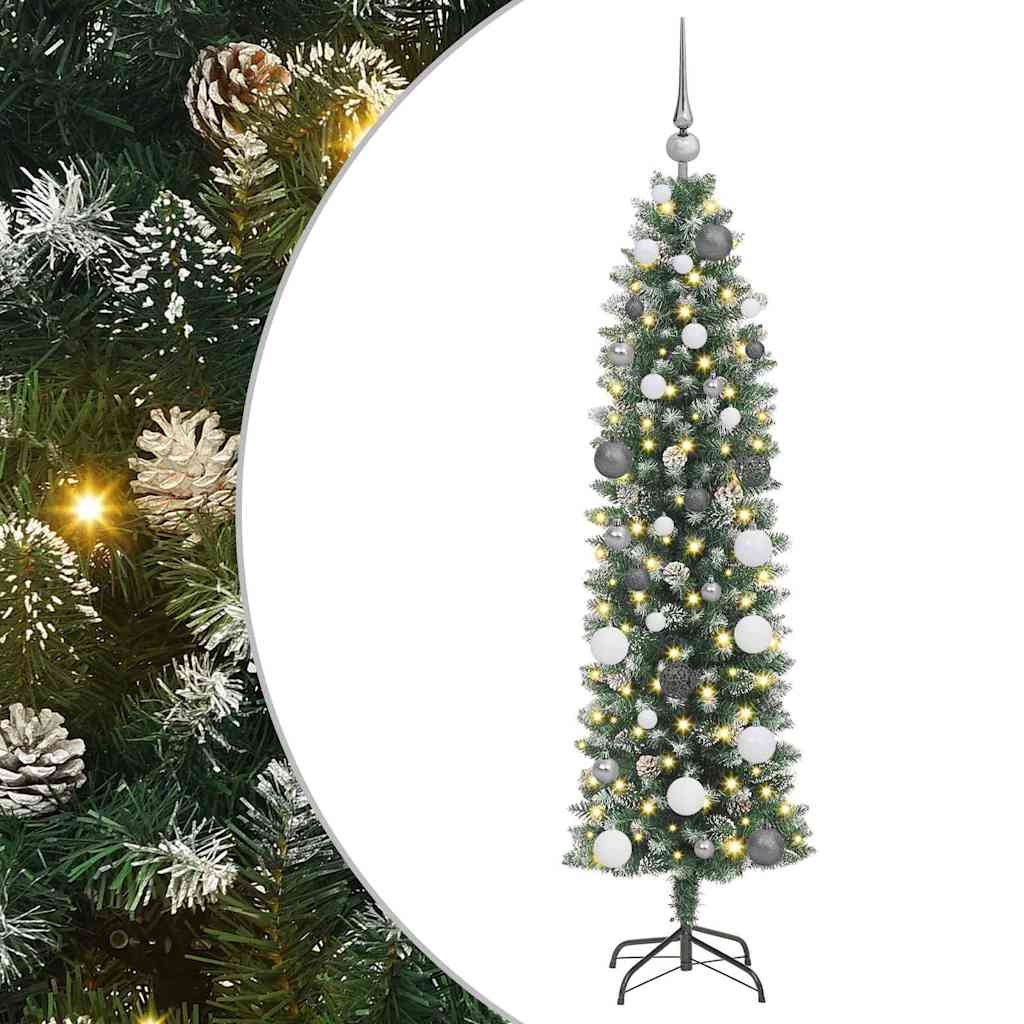 VidaXL künstlicher schlanker Weihnachtsbaum mit 150 LED grün und weiß 150 cm