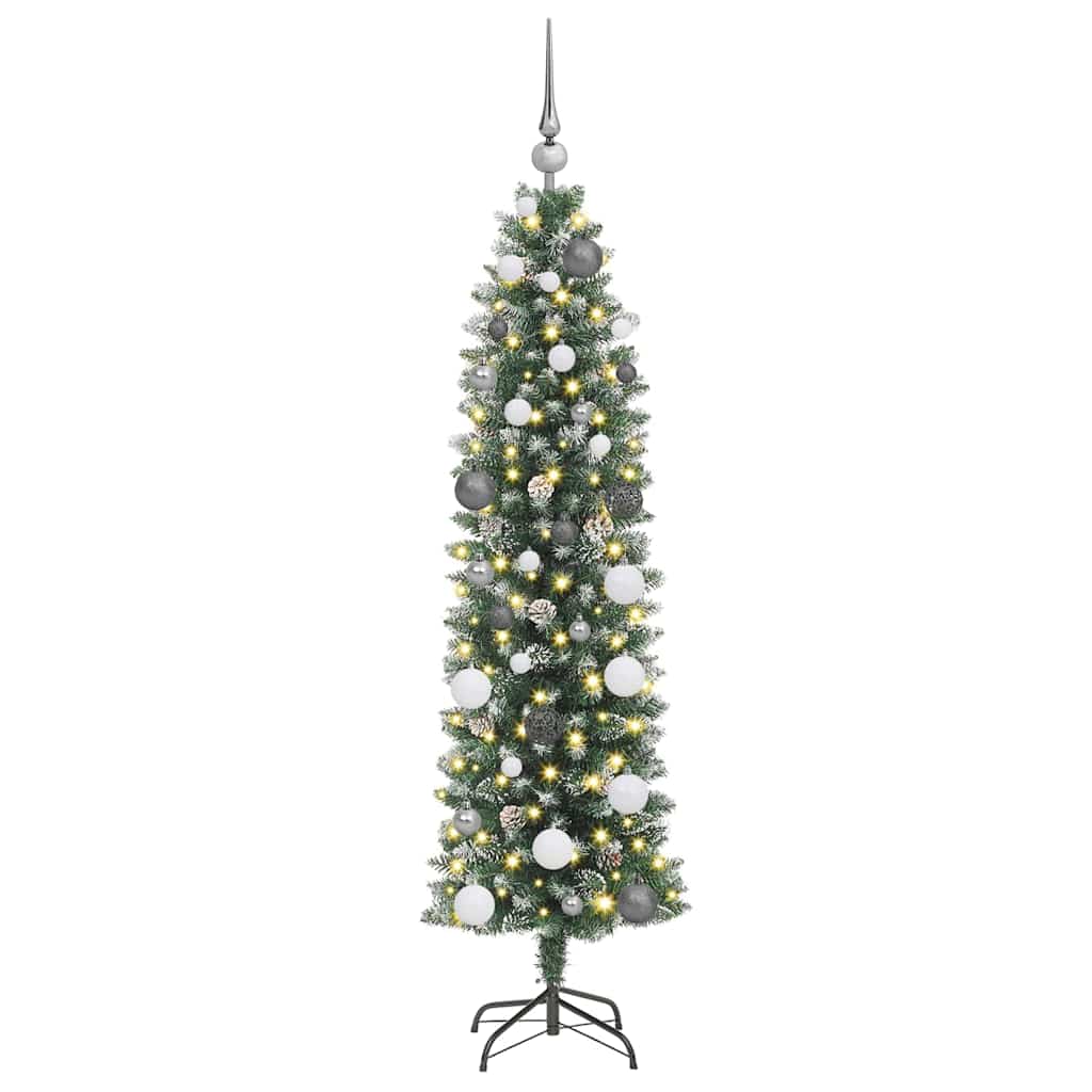 VidaXL künstlicher schlanker Weihnachtsbaum mit 150 LED grün und weiß 150 cm