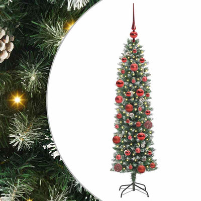 VidaXL künstlicher schlanker Weihnachtsbaum mit 150 LED grün und weiß 150 cm