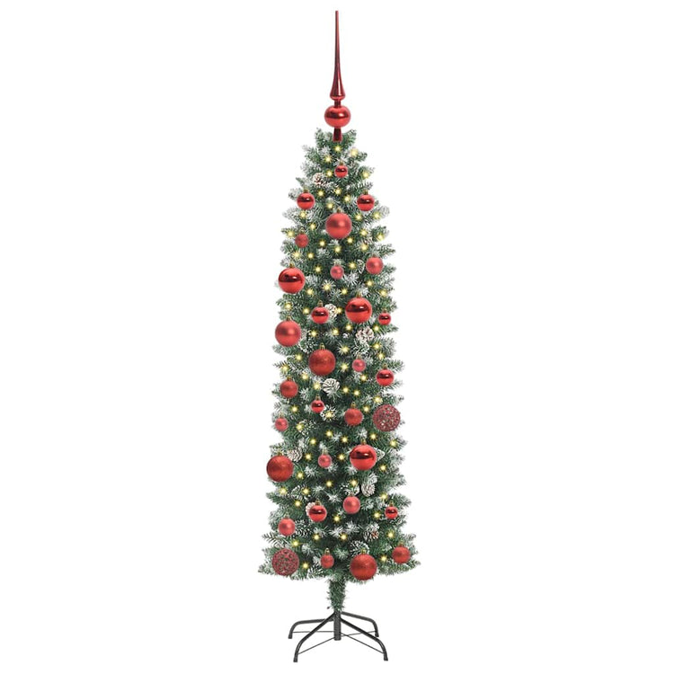 VidaXL künstlicher schlanker Weihnachtsbaum mit 150 LED grün und weiß 150 cm