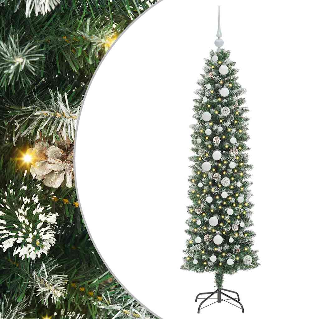 VidaXL künstlicher schlanker Weihnachtsbaum mit 150 LED grün und weiß 150 cm