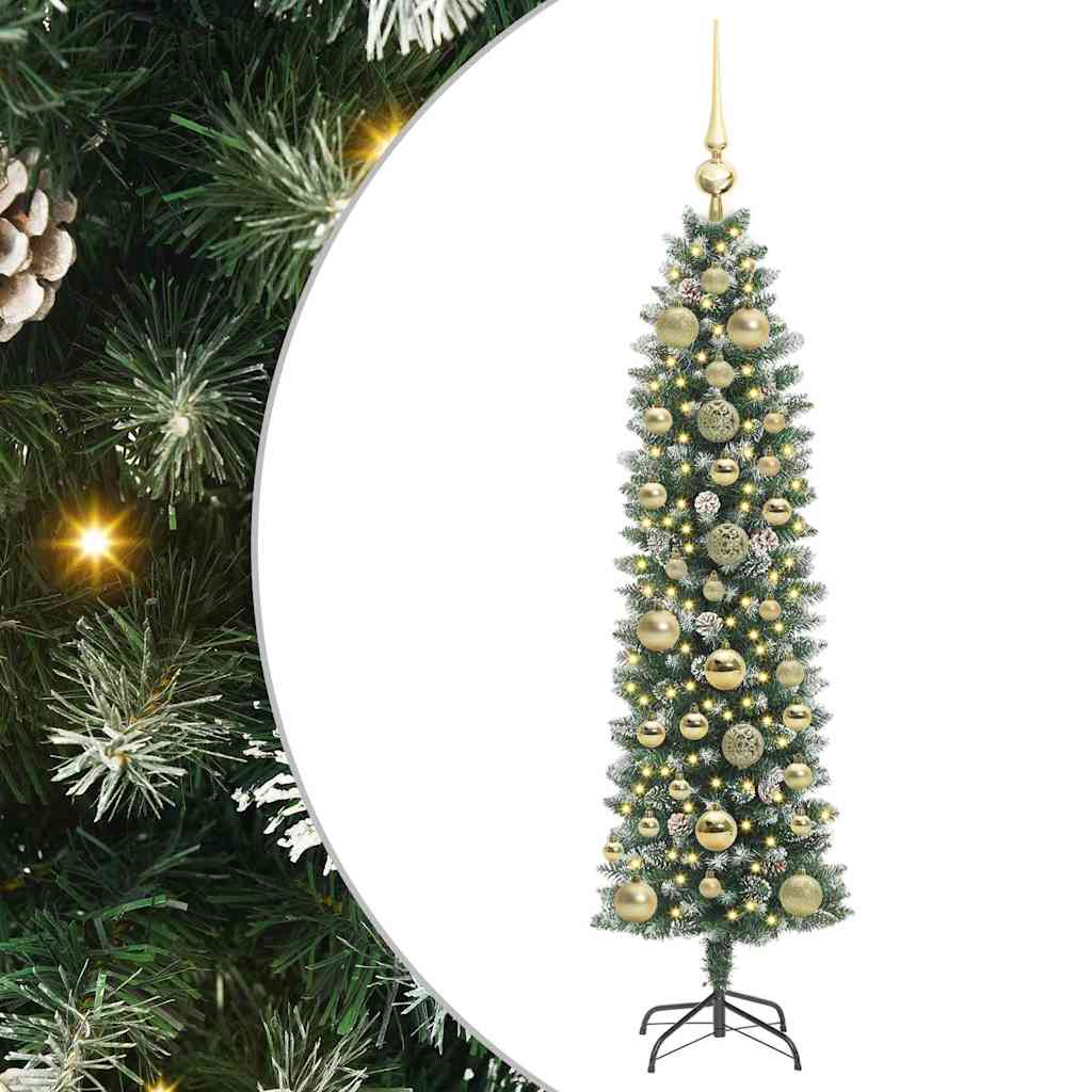 VidaXL künstlicher schlanker Weihnachtsbaum mit 150 LED grün und weiß 150 cm