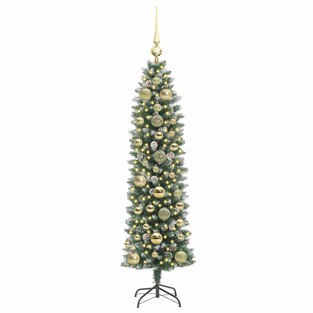 VidaXL künstlicher schlanker Weihnachtsbaum mit 150 LED grün und weiß 150 cm
