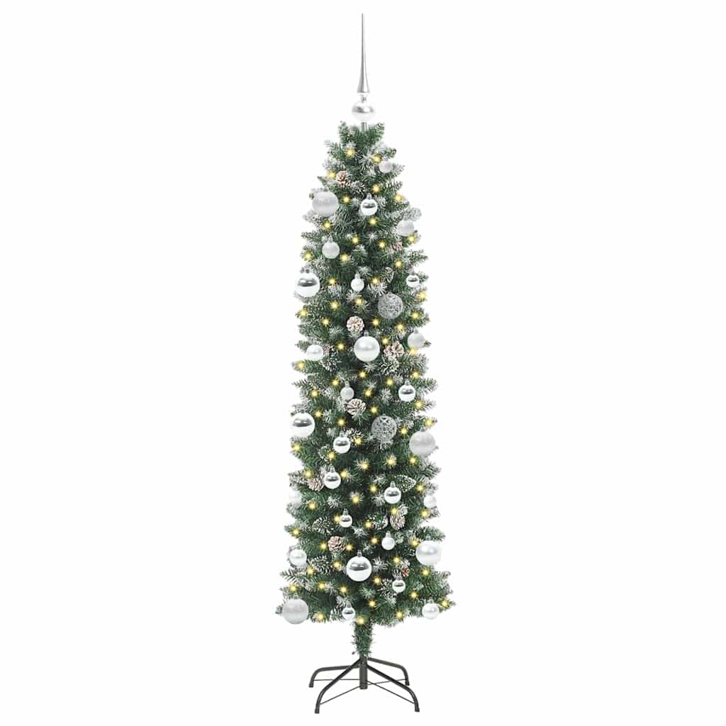 VidaXL künstlicher schlanker Weihnachtsbaum mit 150 LED grün und weiß 150 cm