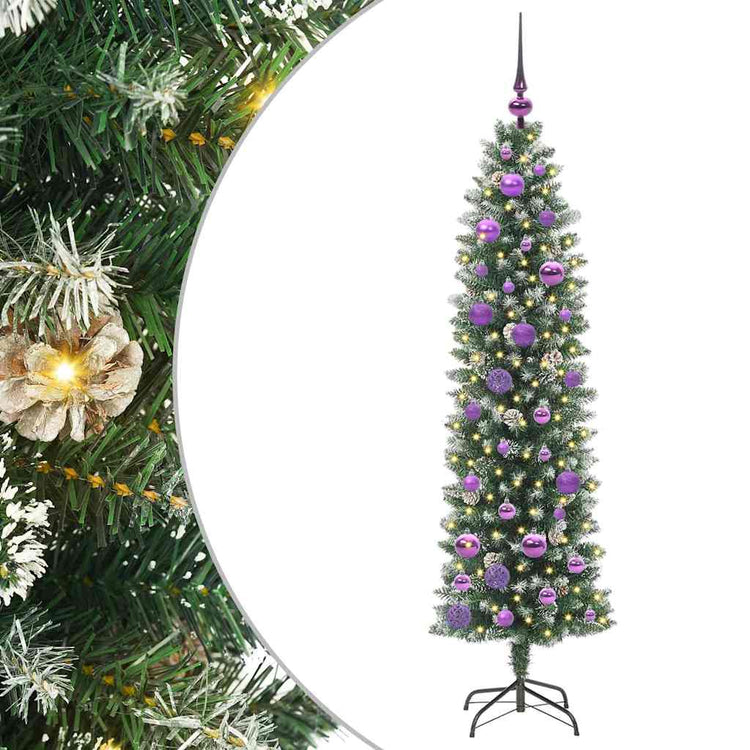 VidaXL künstlicher schlanker Weihnachtsbaum mit 150 LED grün und weiß 150 cm