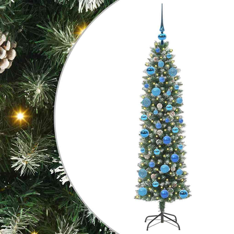 VidaXL künstlicher schlanker Weihnachtsbaum mit 150 LED grün und weiß 150 cm