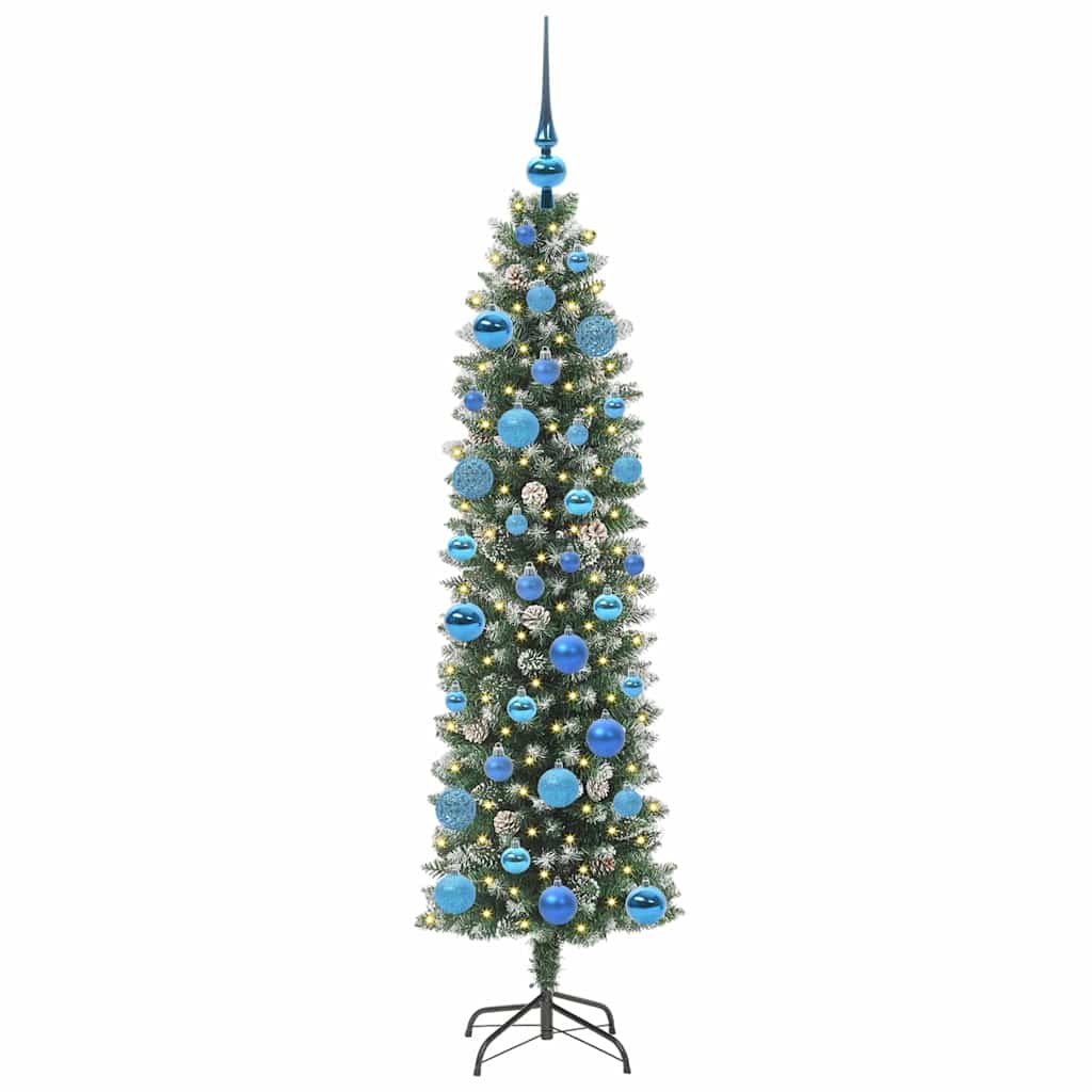 VidaXL künstlicher schlanker Weihnachtsbaum mit 150 LED grün und weiß 150 cm