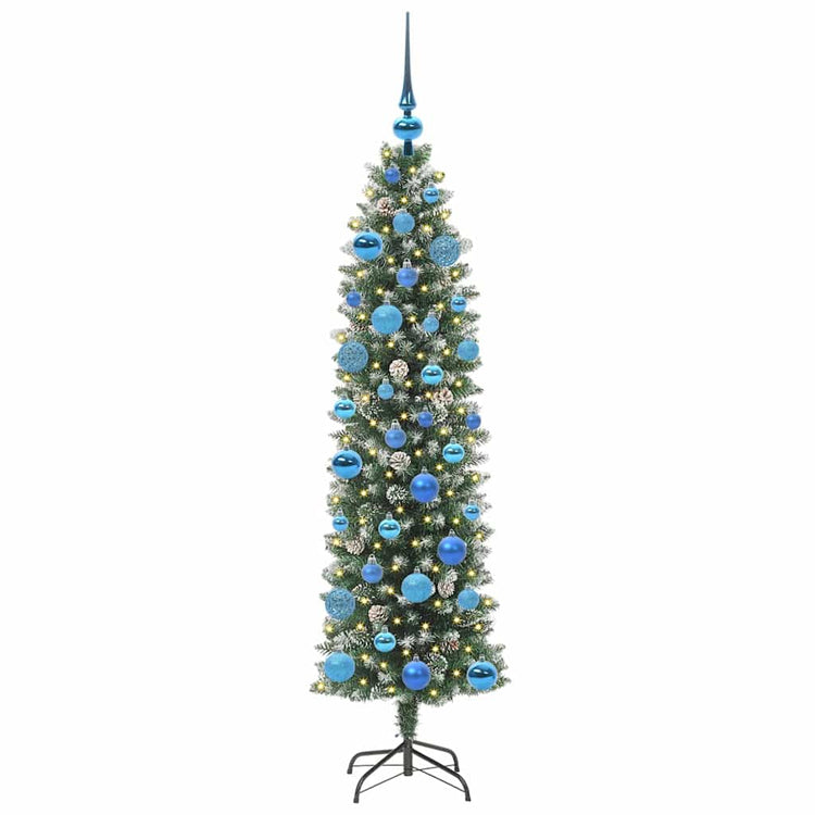 VidaXL künstlicher schlanker Weihnachtsbaum mit 150 LED grün und weiß 150 cm