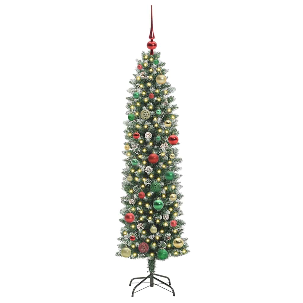 VidaXL künstlicher schlanker Weihnachtsbaum mit 150 LED grün und weiß 150 cm