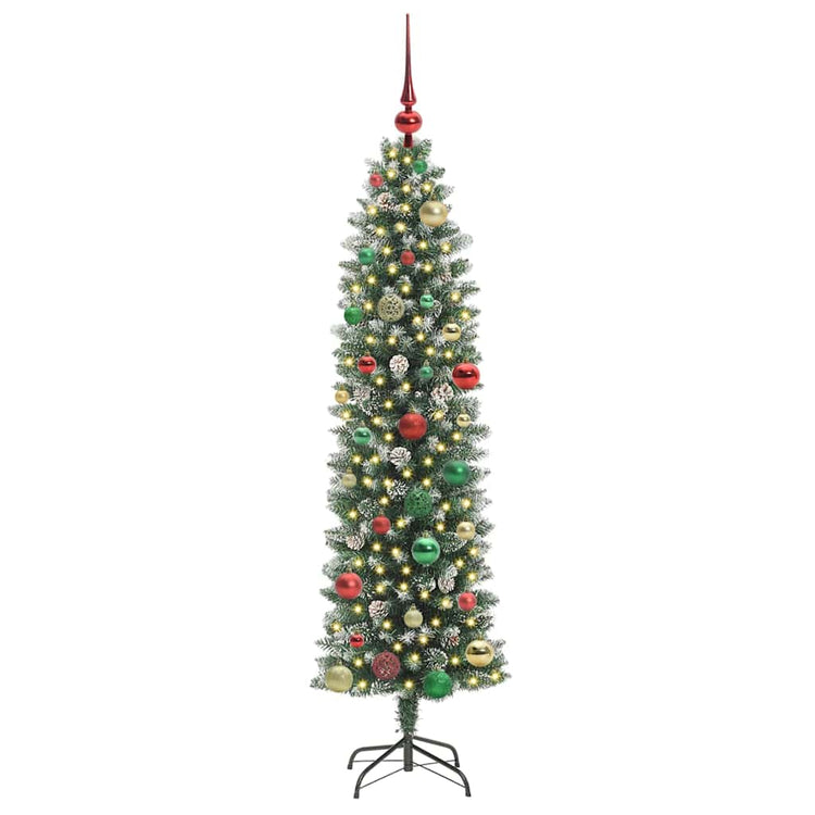 VidaXL künstlicher schlanker Weihnachtsbaum mit 150 LED grün und weiß 150 cm