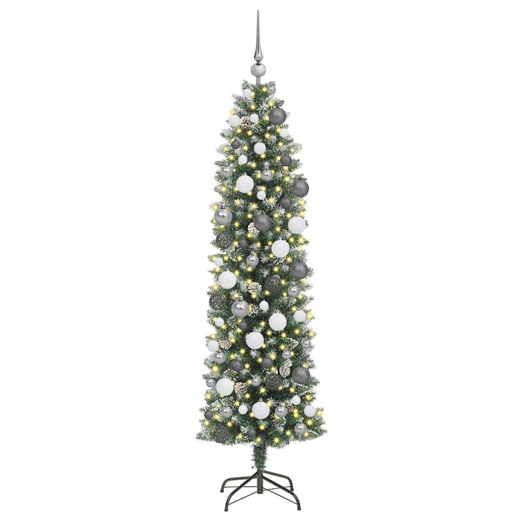 Vidaxx künstlicher schlanker Weihnachtsbaum mit 300 LED grün und weiß 180 cm