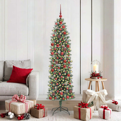 Vidaxx künstlicher schlanker Weihnachtsbaum mit 300 LED grün und weiß 180 cm