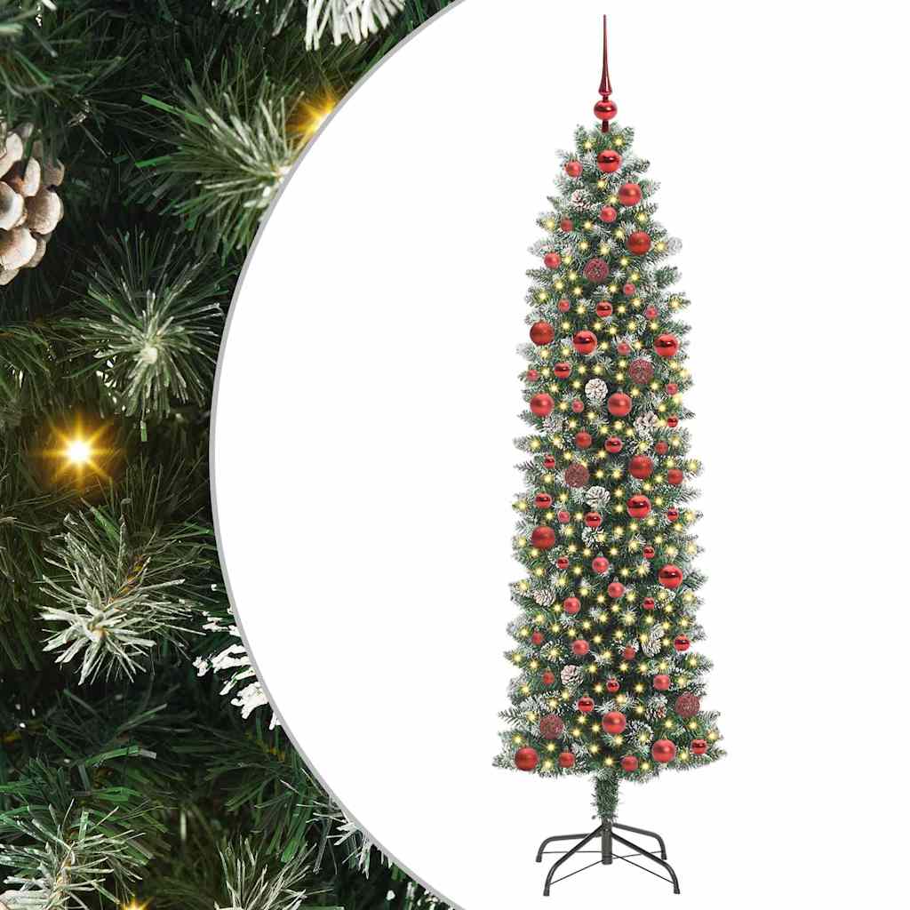 Vidaxx künstlicher schlanker Weihnachtsbaum mit 300 LED grün und weiß 180 cm